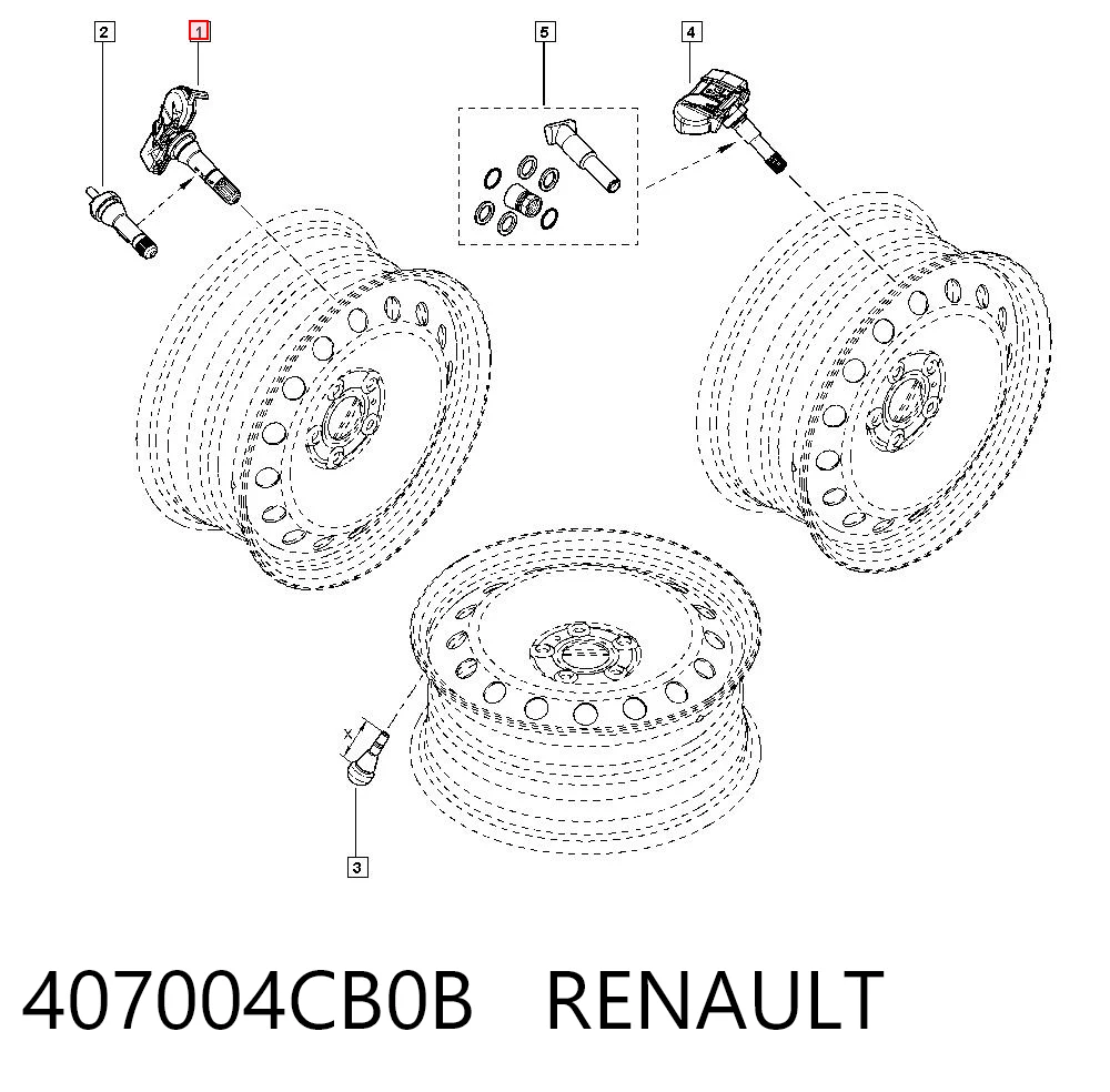 407004CB0B Renault (RVI) Sensor de presión de neumáticos (TPMS)