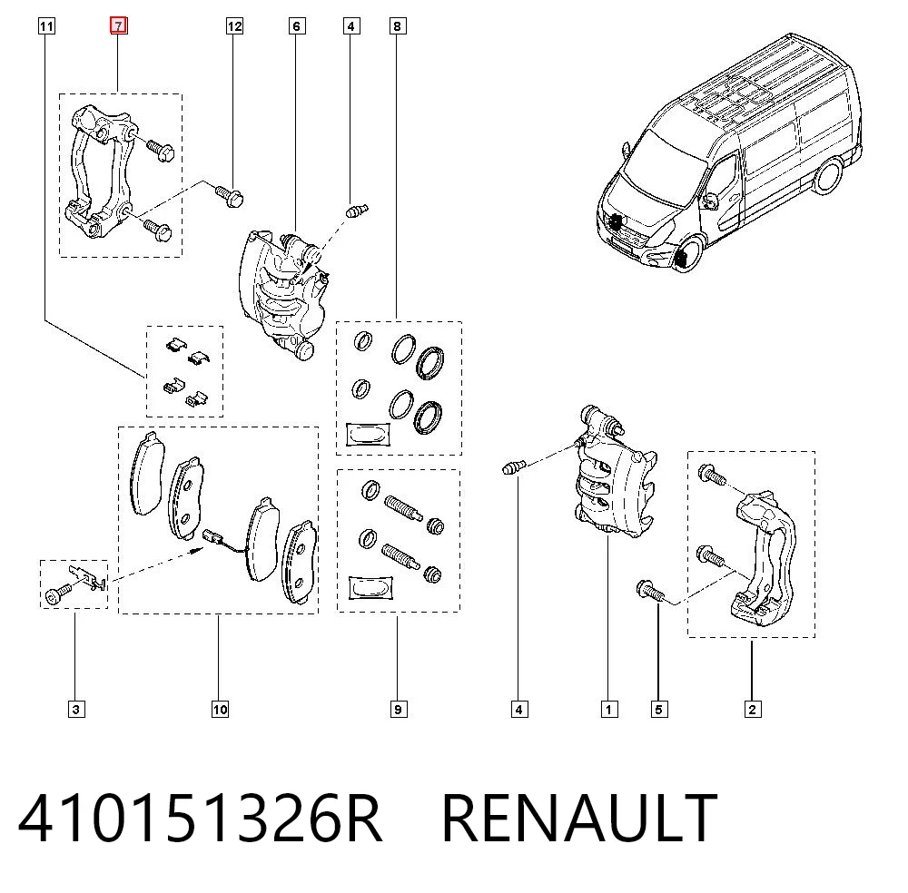 Soporte de la pinza de freno delantera 410151326R RENAULT