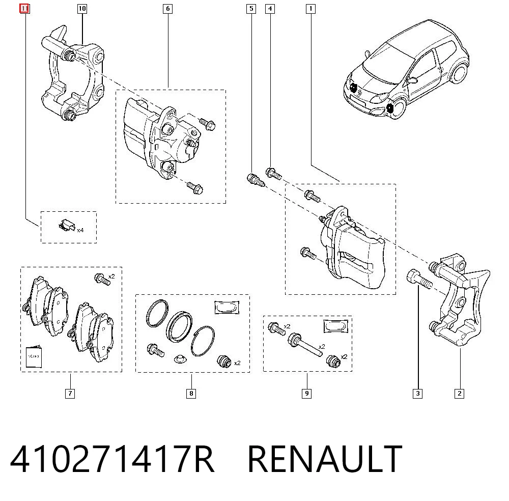 Comprar Juego de resortes de sujeción de pastillas de freno delanteras Renault Clio II BB, CB a bajo precio