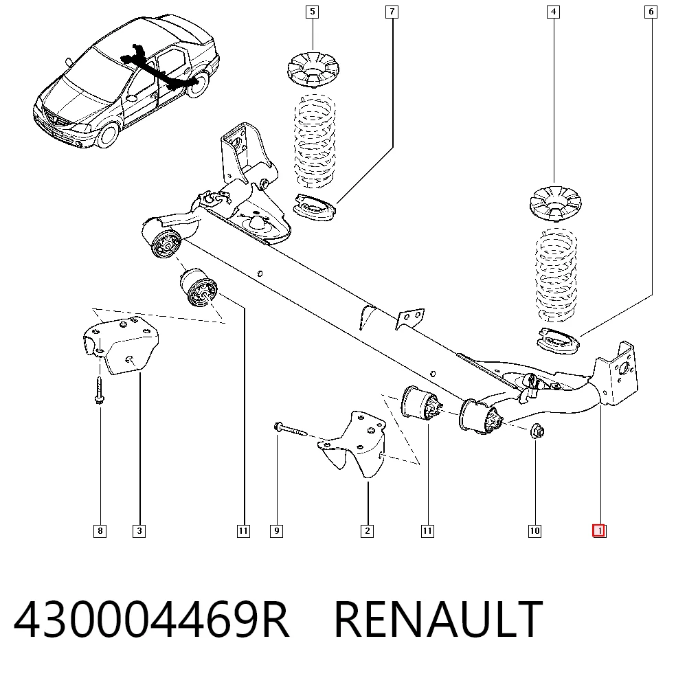 Puente trasero 430004469R Nissan/Infiniti