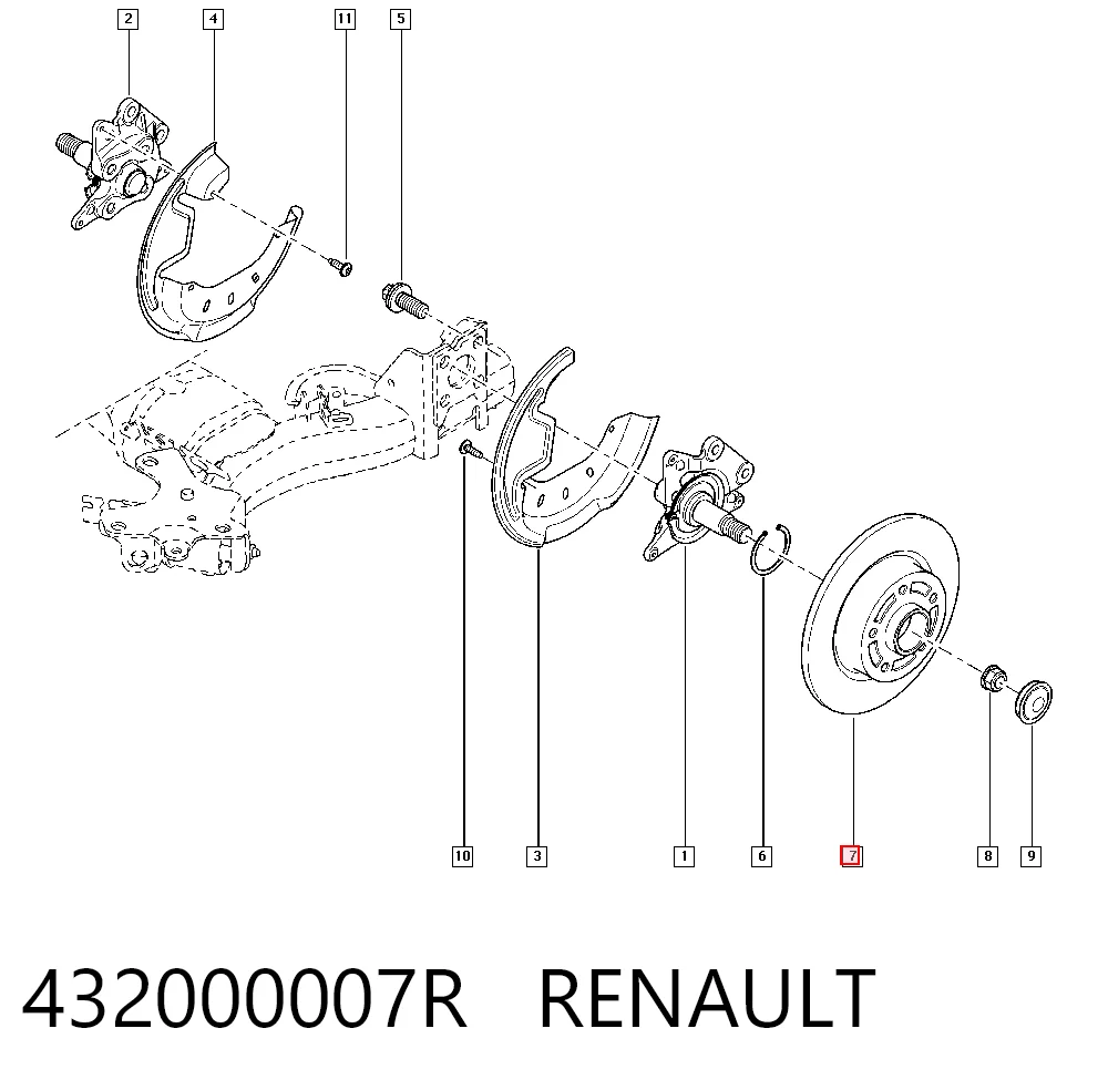 Disco de freno trasero 432000007R RENAULT