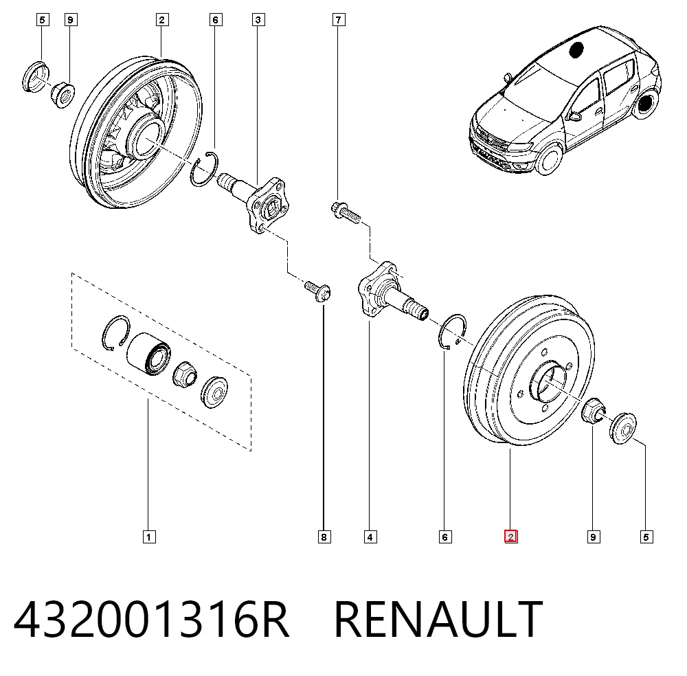 432003429R Lada Tambor de freno trasero