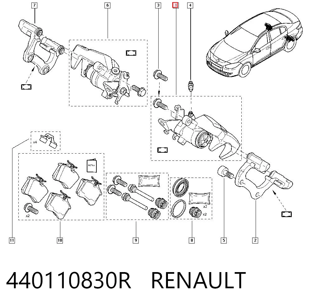 440110830R Renault (RVI) Pinza de freno trasera izquierda