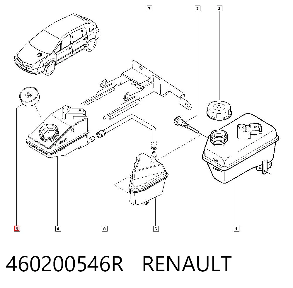 Tapa del depósito del cilindro maestro de freno 460200546R RENAULT