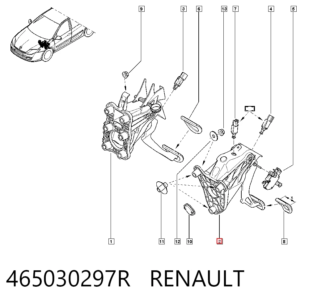 Pedal del embrague para Renault Laguna III KT0, KT1