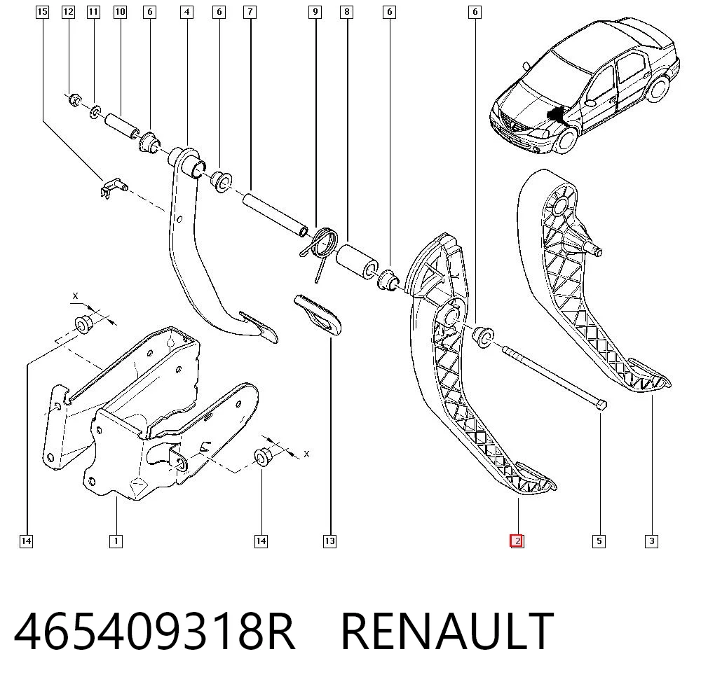 Pedal del embrague para Dacia Logan I LS