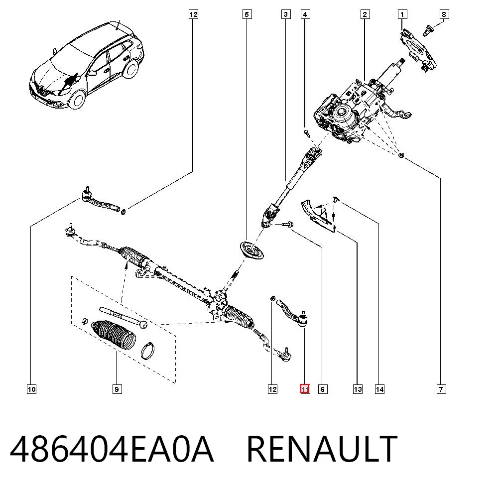 Rótula barra de dirección Nissan Qashqai II (J11)