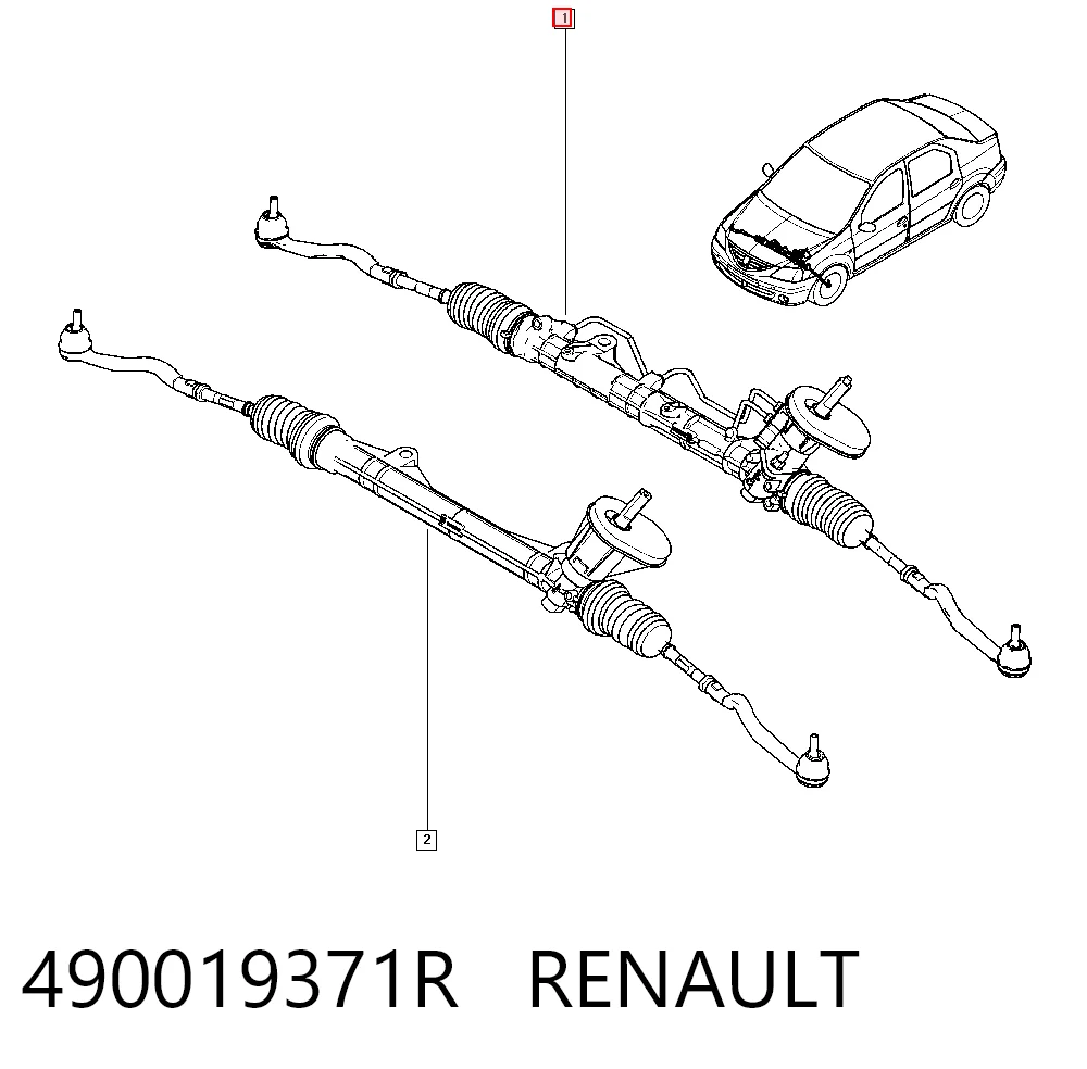 490019371R Renault (RVI) Cremallera caja de direccion