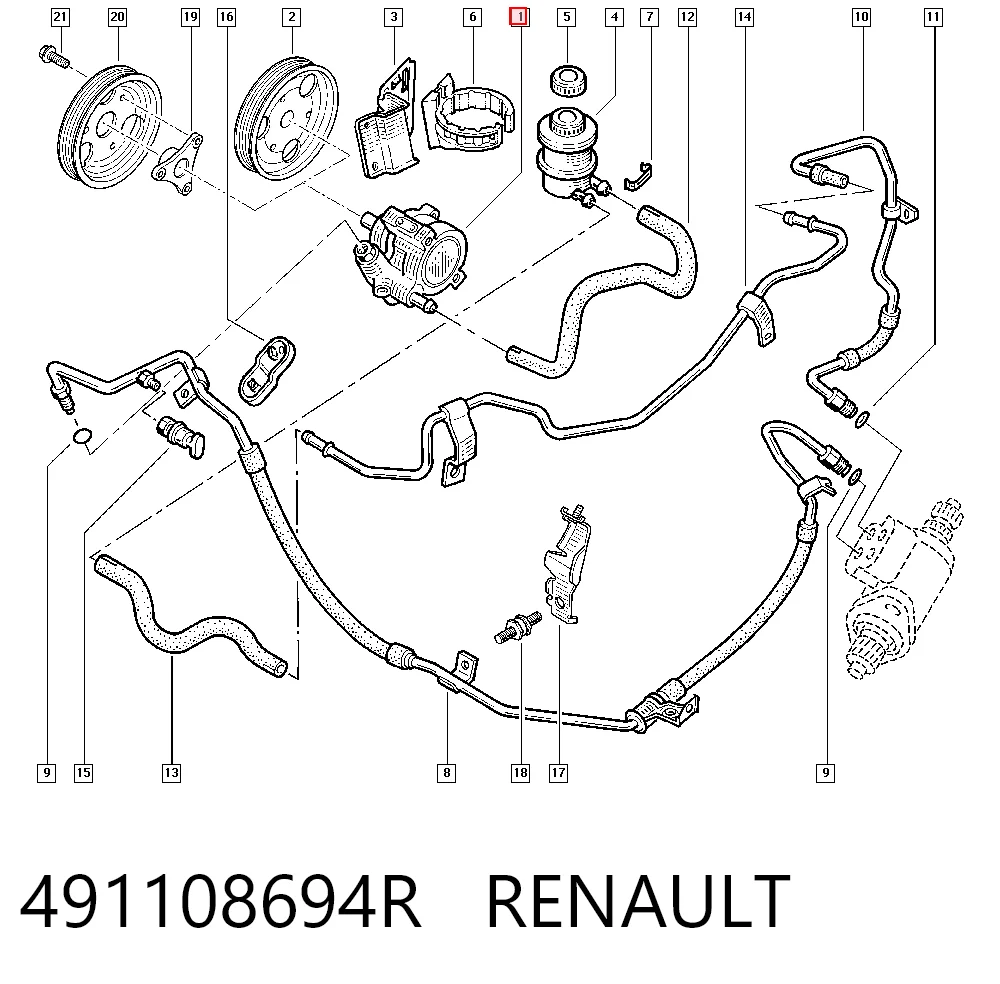 Bomba de dirección asistida 491108694R RENAULT