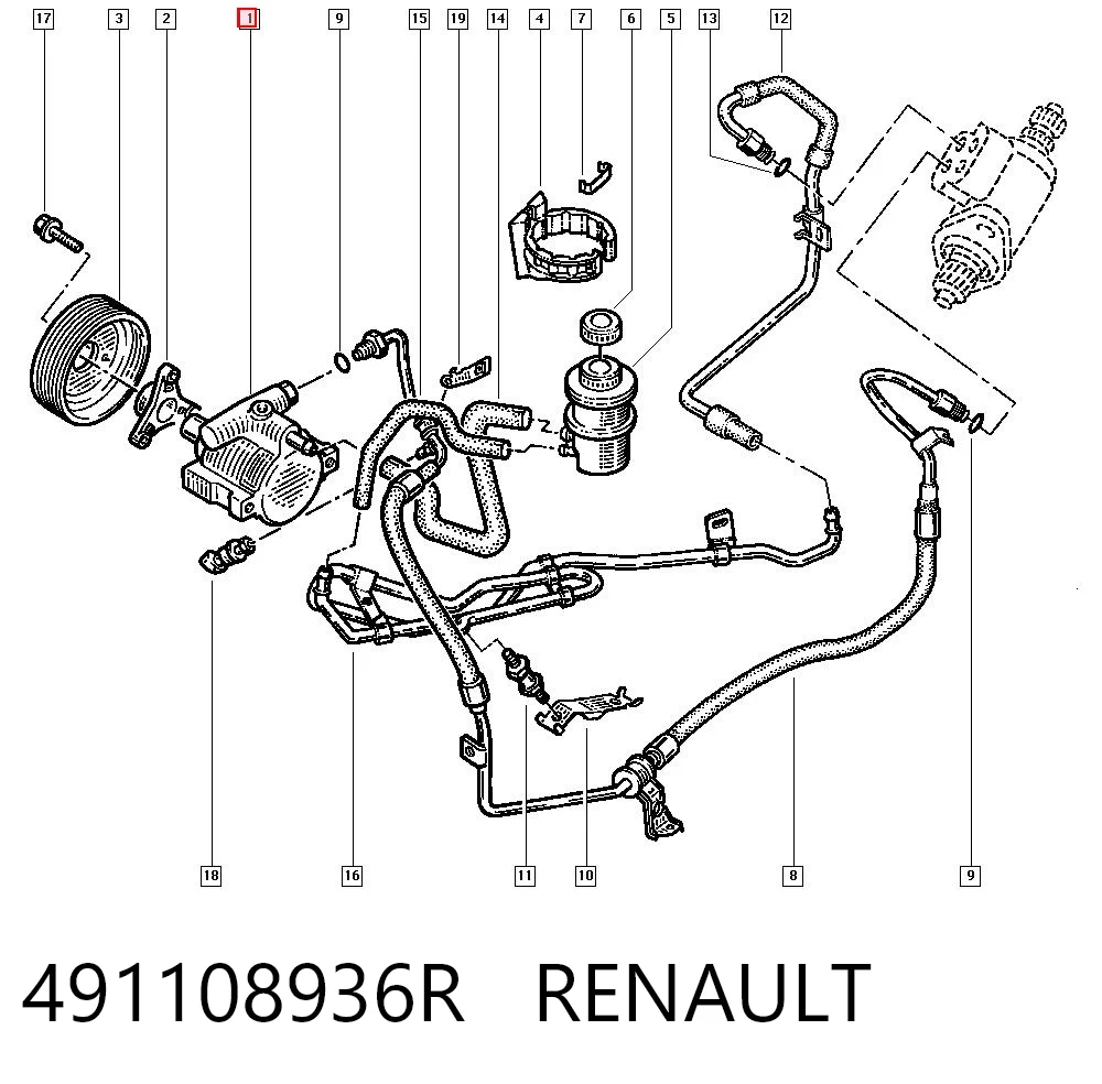 Bomba de dirección asistida 491108936R RENAULT