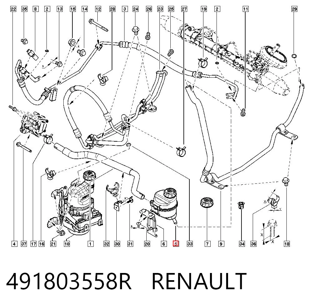 491803558R Renault (RVI) Depósito de bomba de dirección hidráulica