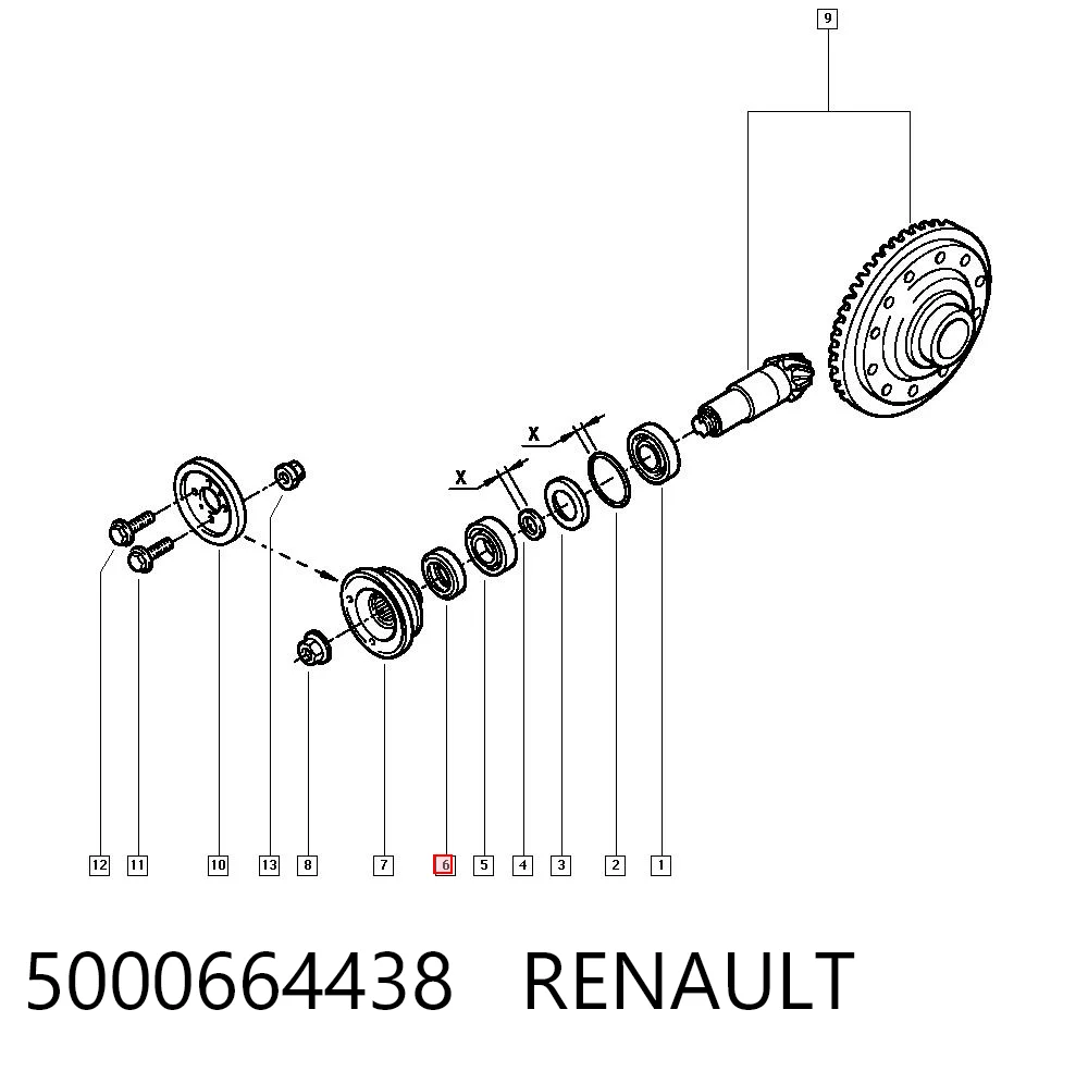 Retén del piñón del diferencial delantero 5000664438 RENAULT
