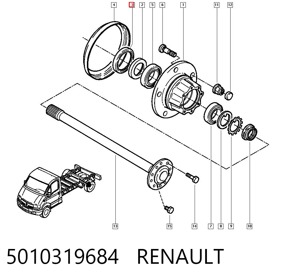 Retén del semieje trasero 5010319684 Nissan/Infiniti