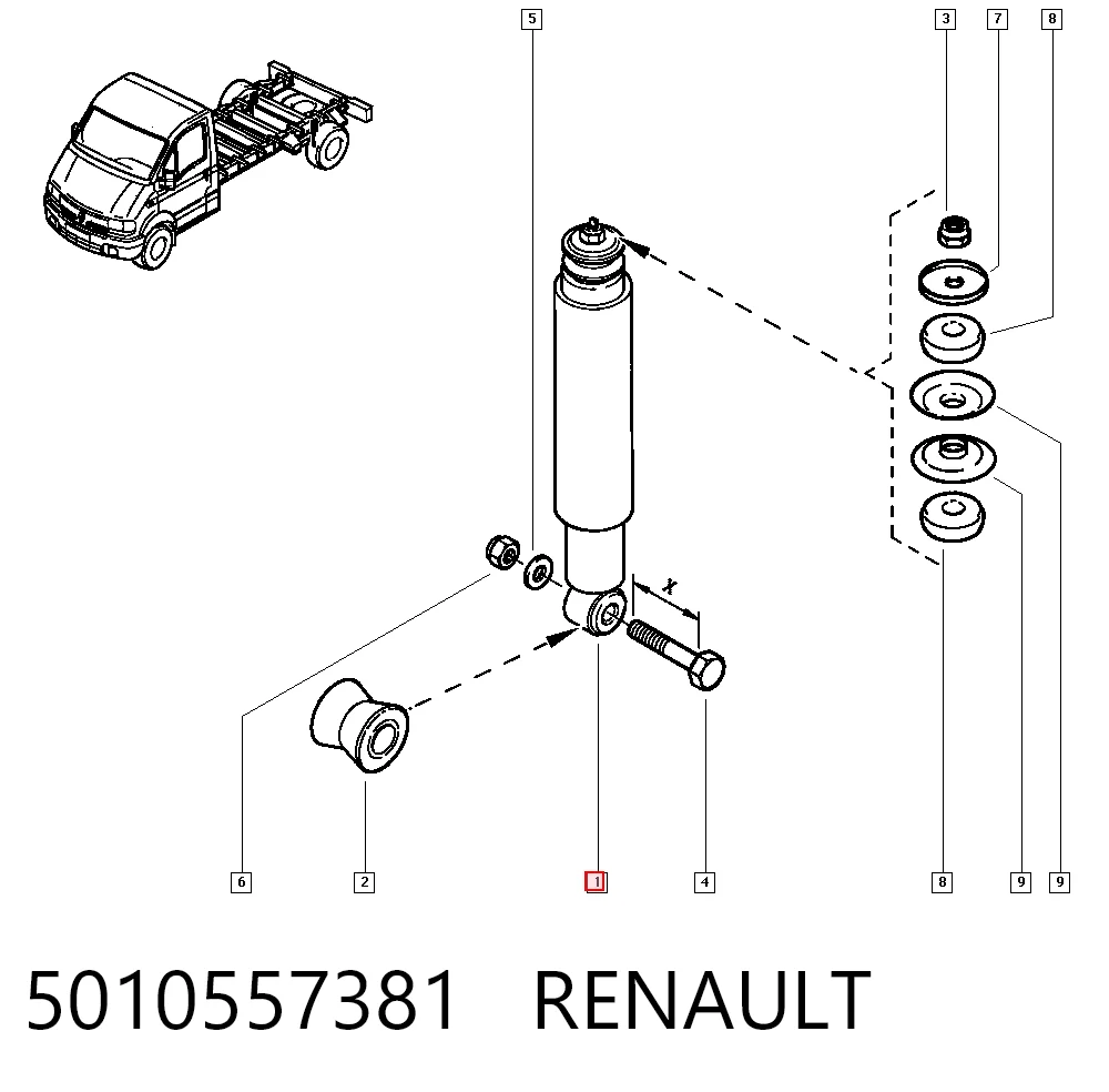 Amortiguador trasero para Renault Trucks Mascott HH