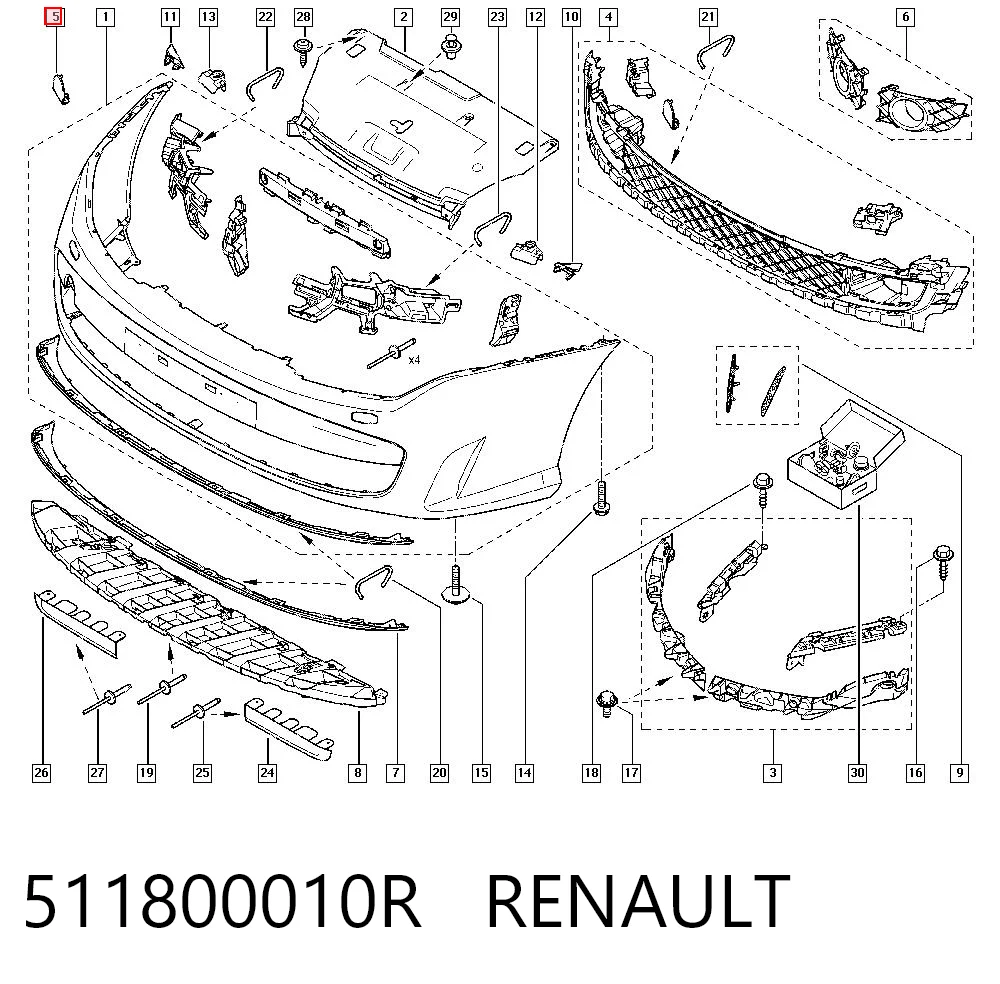 Comprar Tapa del gancho de remolque del parachoques delantero Renault Laguna III BT0, BT1 a bajo precio