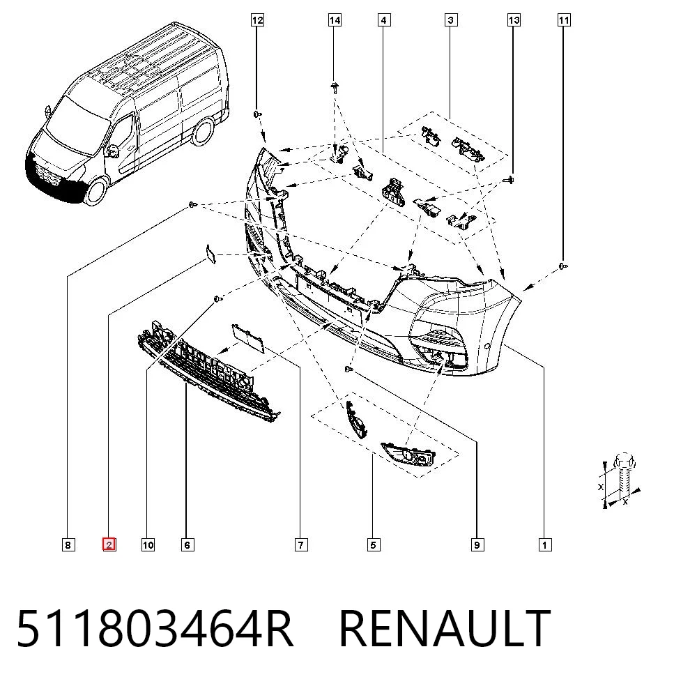 Tapa gancho de arrastre, delantera Renault Master III (FV)