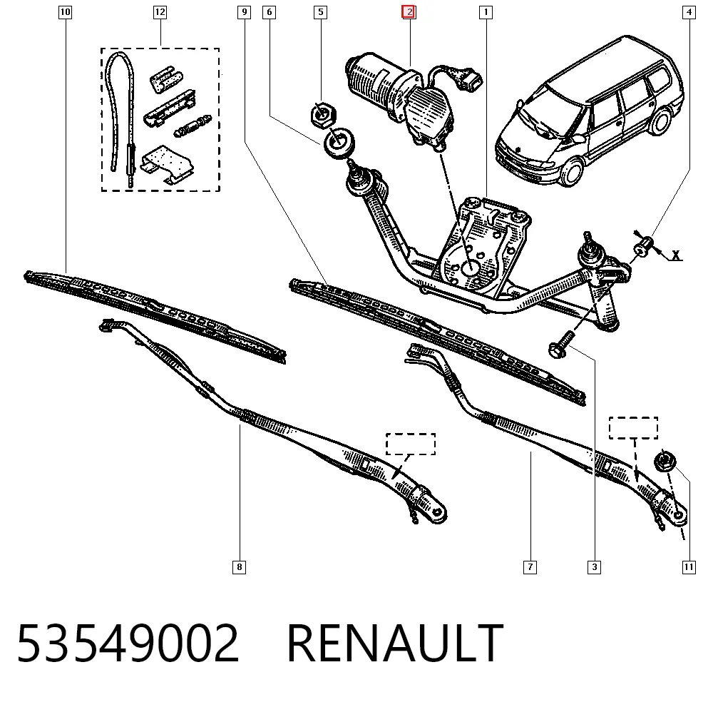 Motor limpiaparabrisas para Renault Espace III JE
