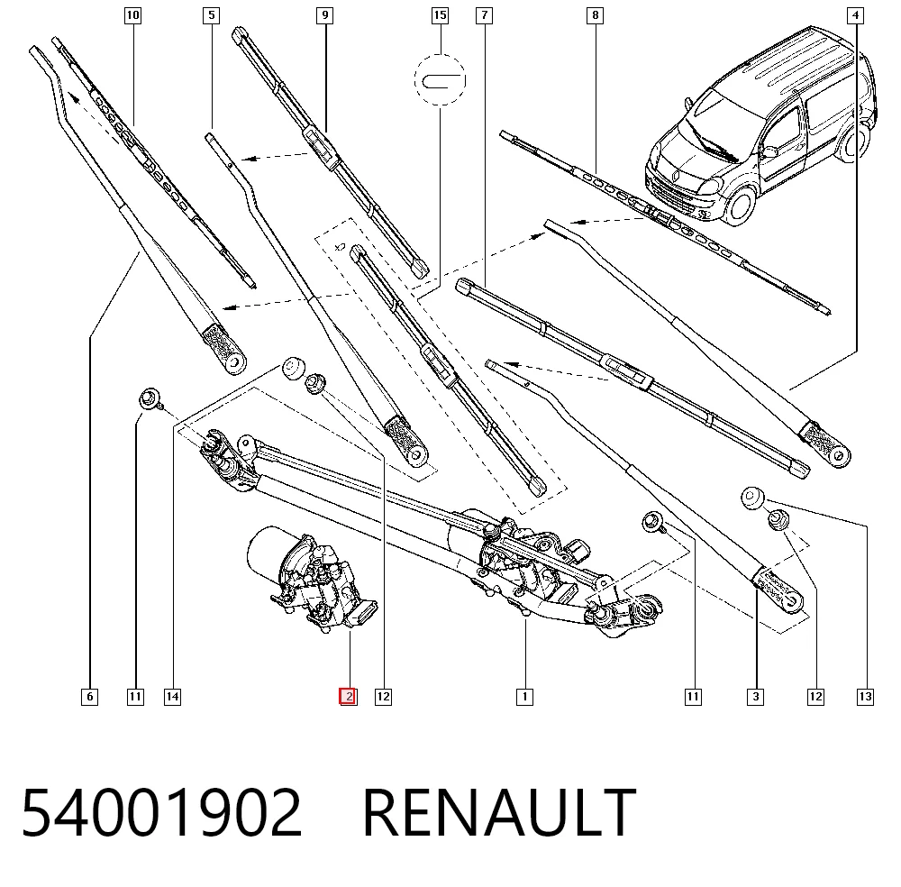 Motor del limpiaparabrisas Renault Kangoo II furgoneta comprar en España