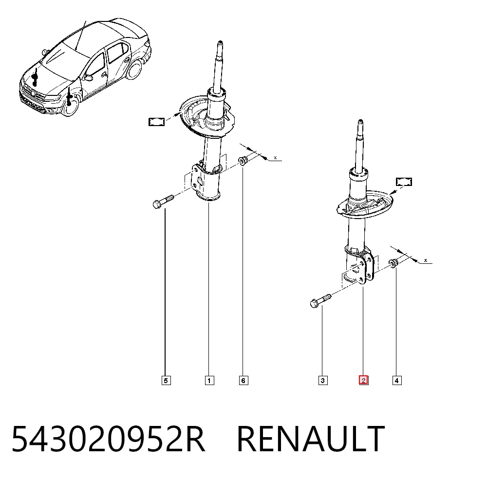 Amortiguador delantero 543020952R RENAULT