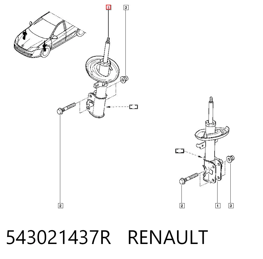 Comprar Amortiguador delantero Renault Laguna III KT0, KT1 a bajo precio