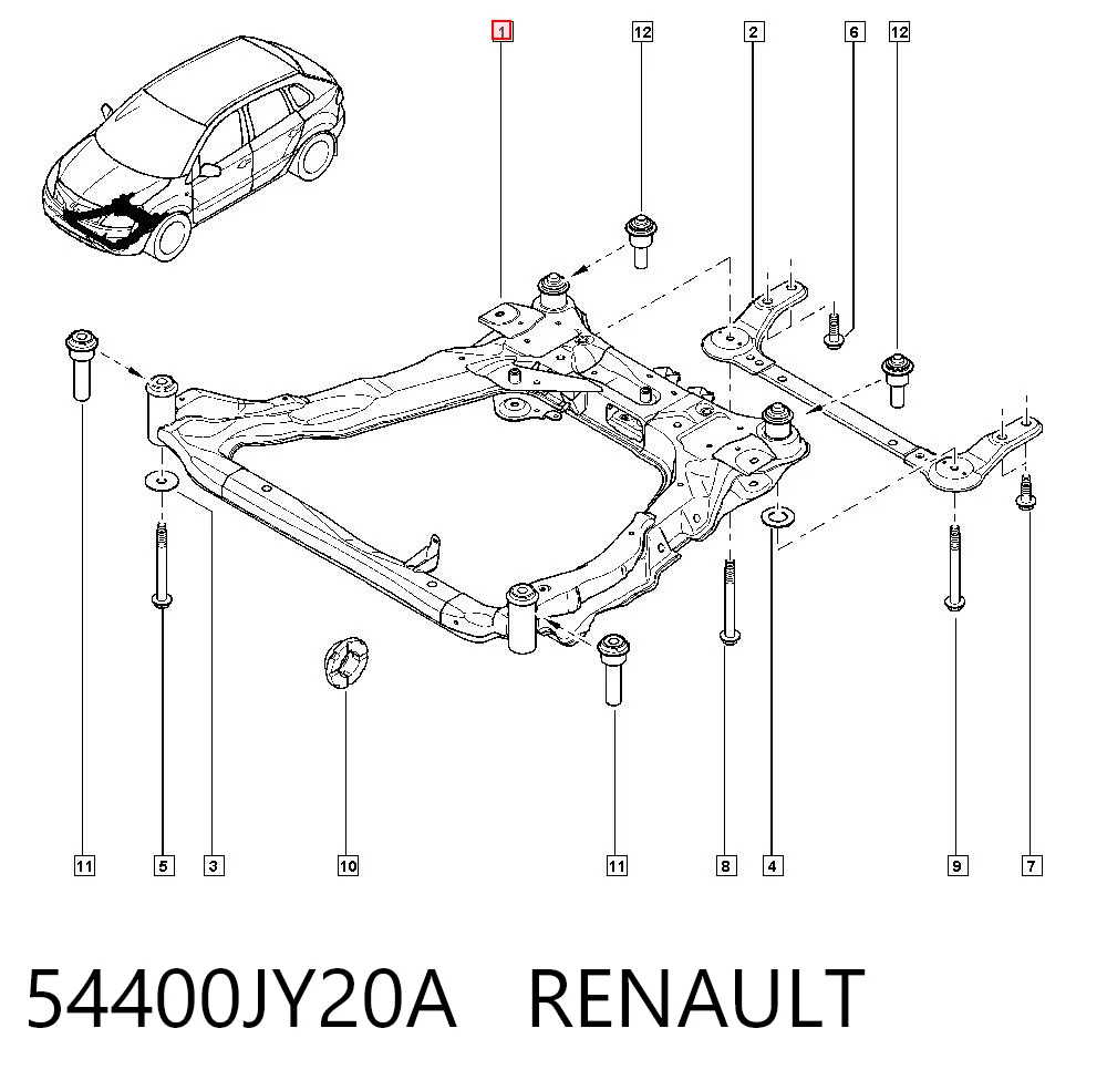 Subchasis delantero Renault Koleos (2008-2026)