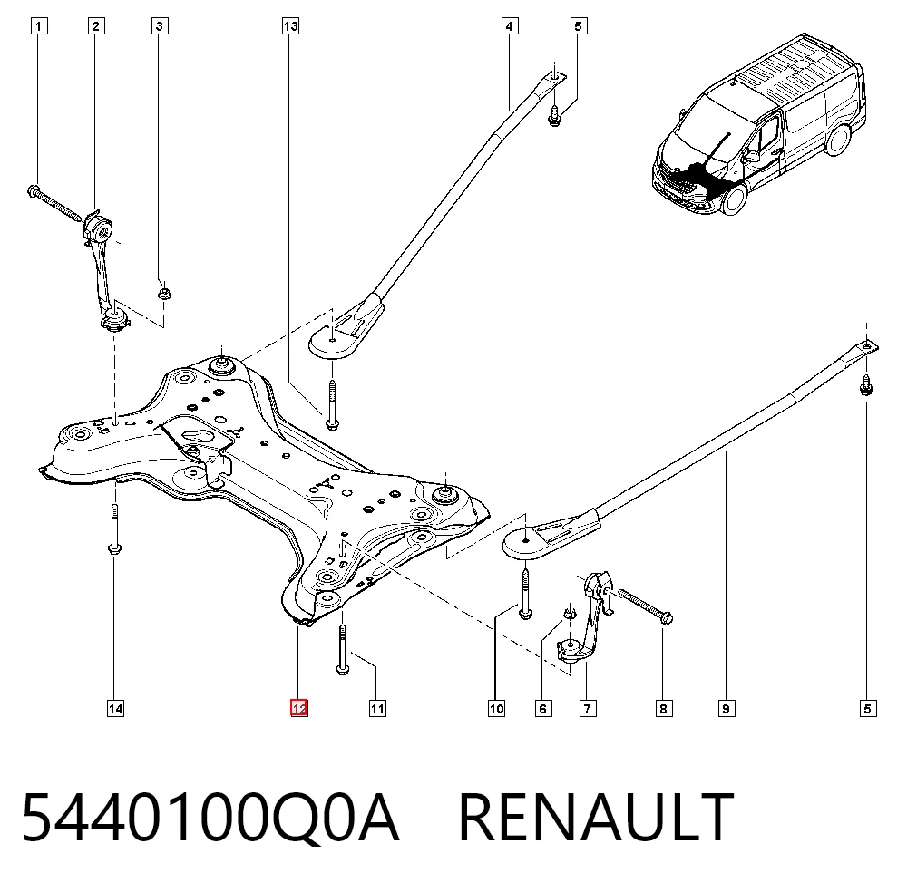 Subchasis delantero soporte motor 5440100Q0A RENAULT