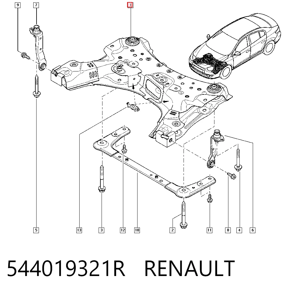 Puente delantero para Renault Megane BZ0, BZ1, B3