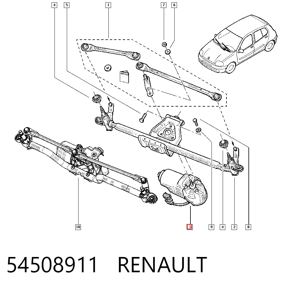 Motor del limpiaparabrisas Clio  sedán (1998-2008) original desde 76,07 €