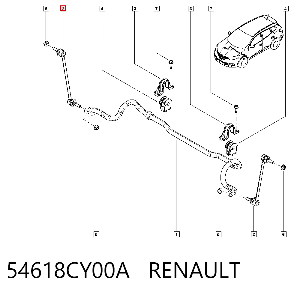 Soporte de la barra estabilizadora delantera Nissan Qashqai II (2013-2021)
