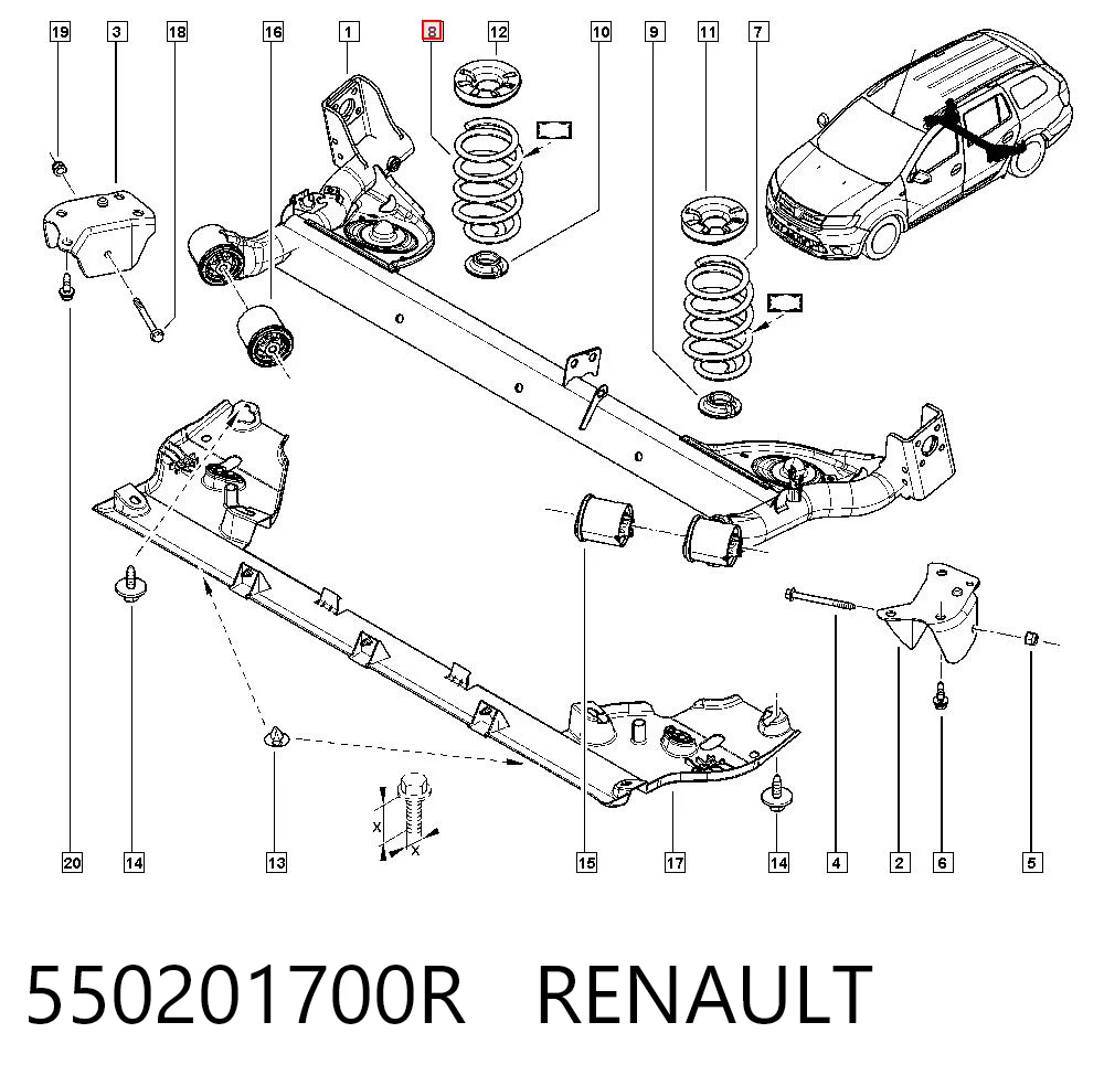 Muelle de suspensión trasero Renault LOGAN II MCV familiar (K8) (2013 - 2026) precio, desde 34,10 EUR