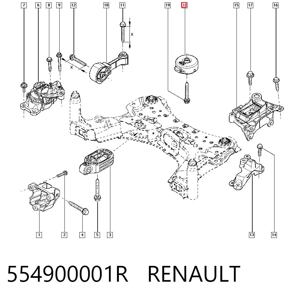 Soporte trasero del motor 554900001R RENAULT