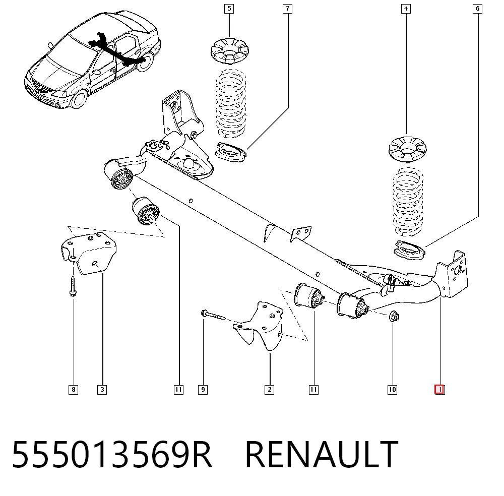 Puente trasero para Renault LOGAN I LS
