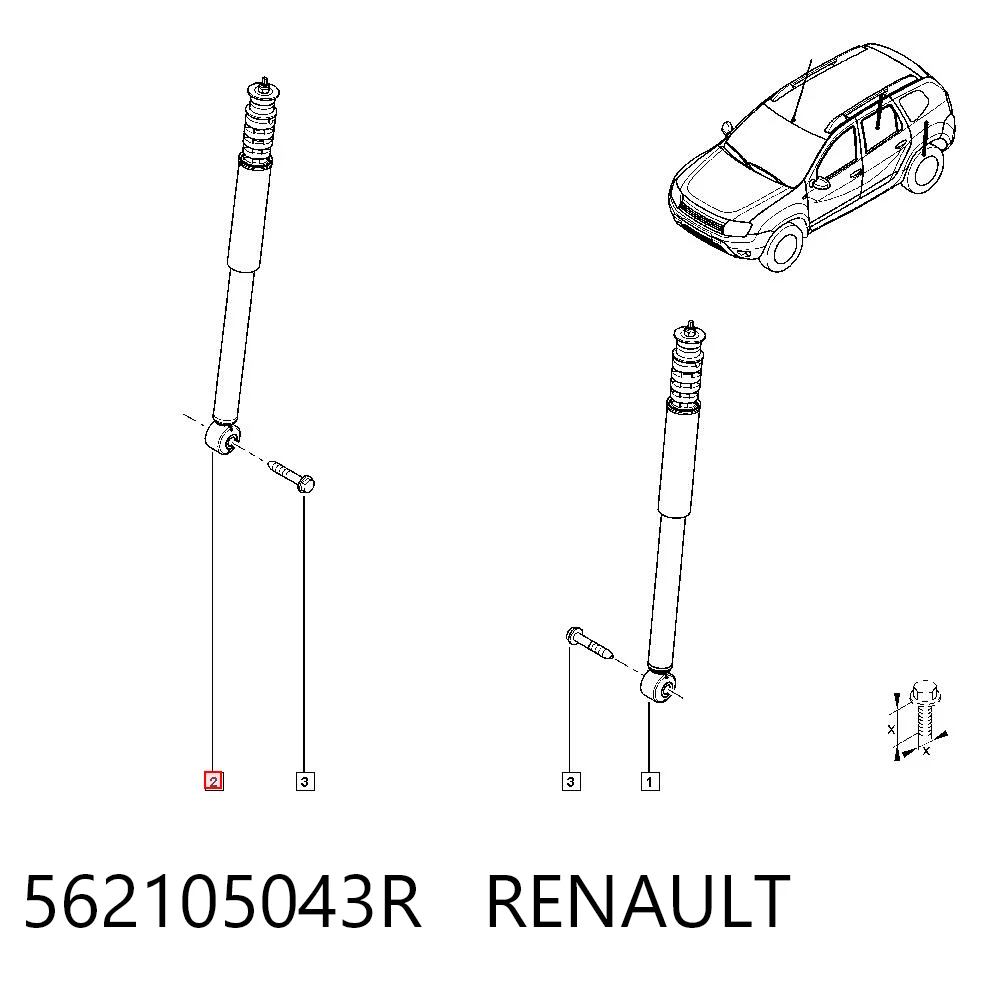 562105043R Renault (RVI) Amortiguadores posteriores