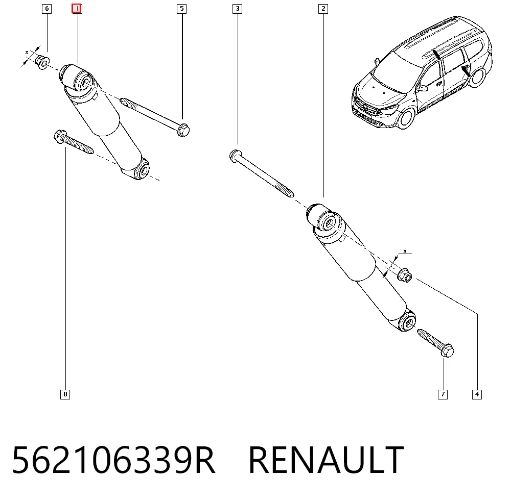 Amortiguador trasero para Dacia Lodgy JS