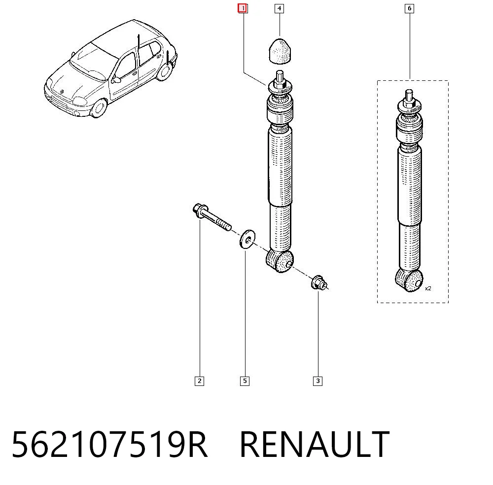 Precio del repuesto Amortiguadores traseros Clio II furgoneta