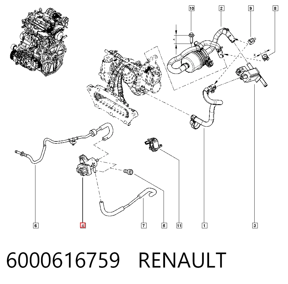 Válvula de solenoide de control de mariposa EGR 6000616759 RENAULT