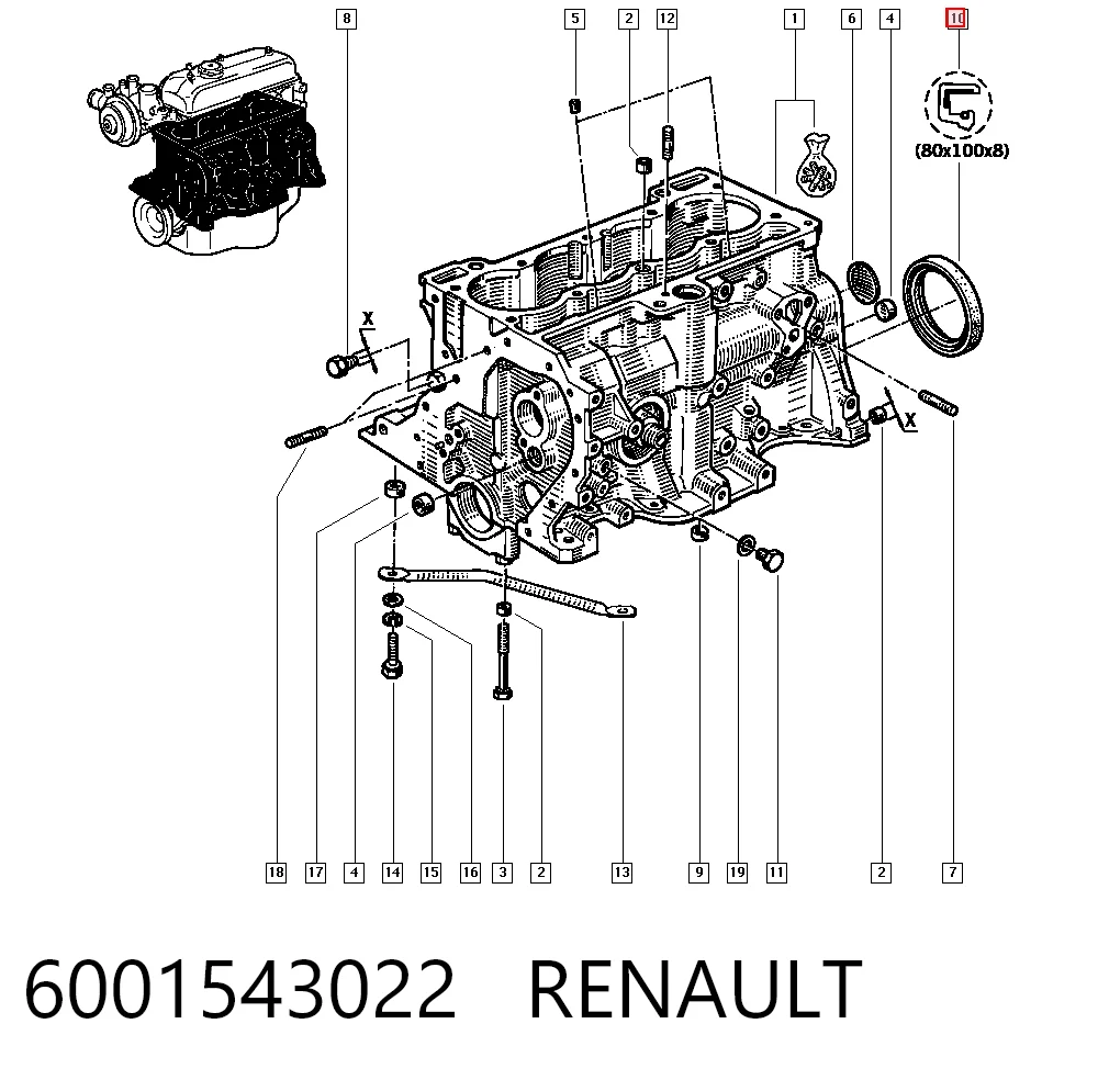 Anillo retén cigüeñal para Renault DUSTER I HS