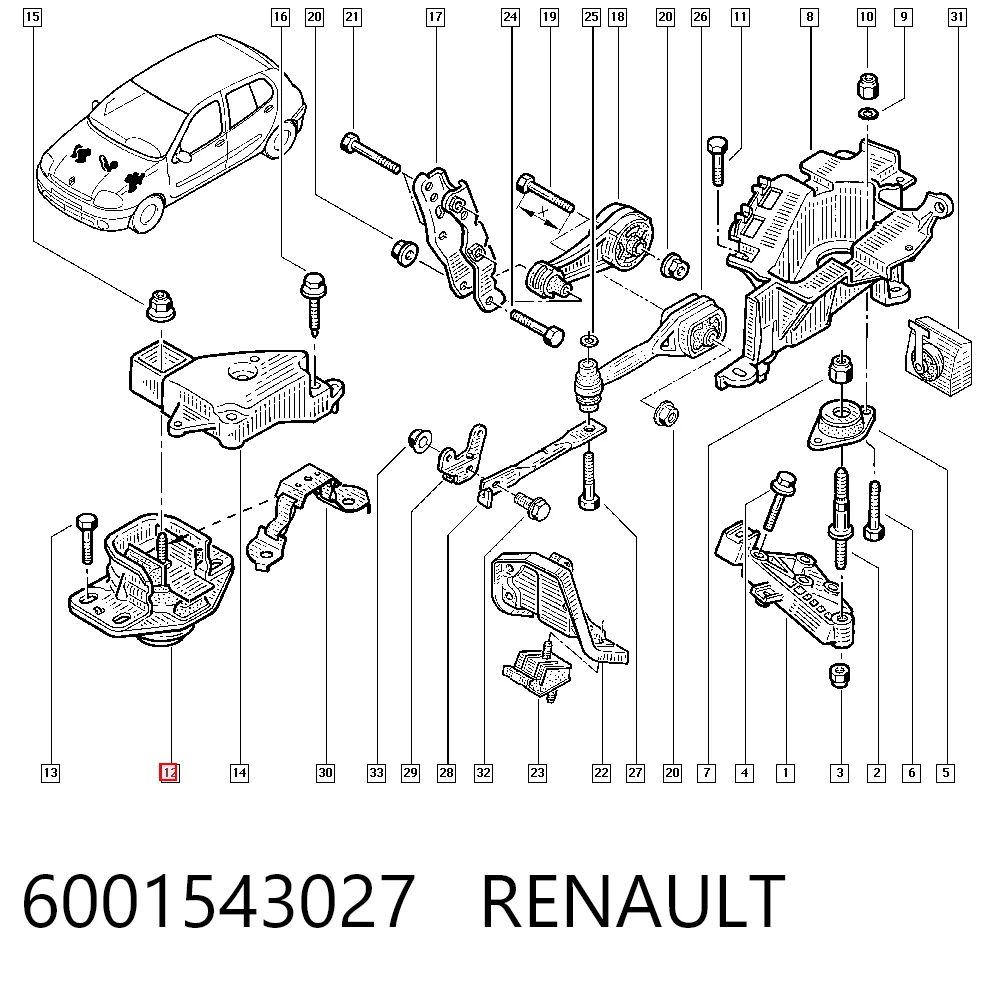 Taco de motor delantero Clio  sedán (1998-2008) original desde 34,36 €