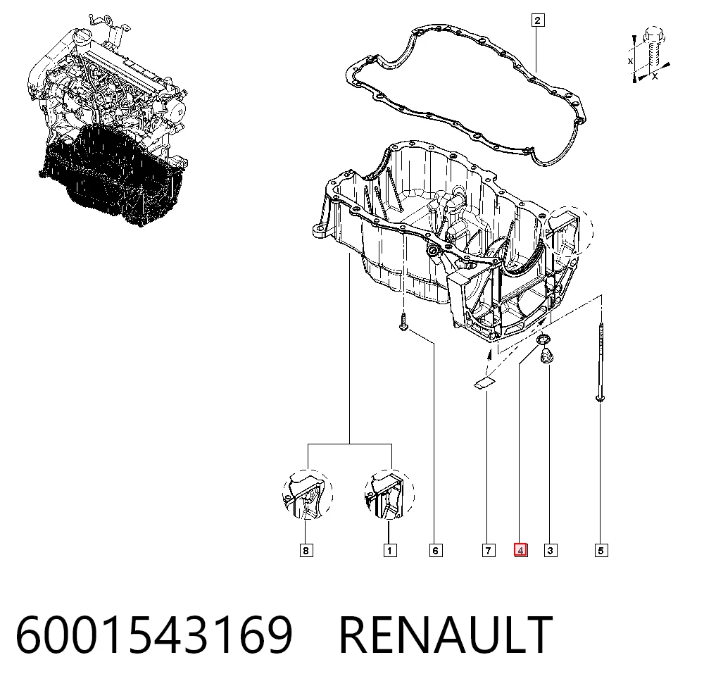 Junta del cárter del motor Renault Megane  (1996-2001)