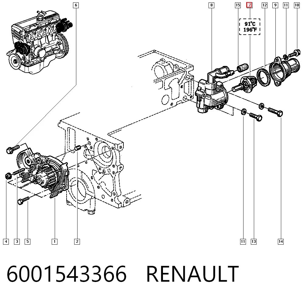 Termostato refrigerante Renault Clio I (BC57, 5357)