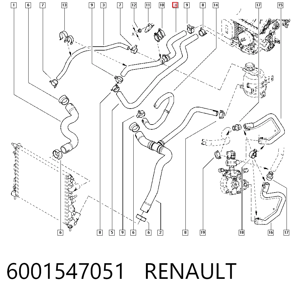 Manguera de calefacción, entrada 6001547051 RENAULT