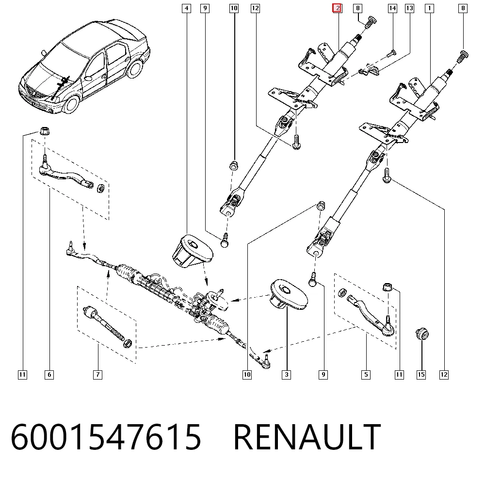 Columna de dirección Renault LOGAN I sedán (LS) (2015 - 2026) precio, desde 65,04 EUR