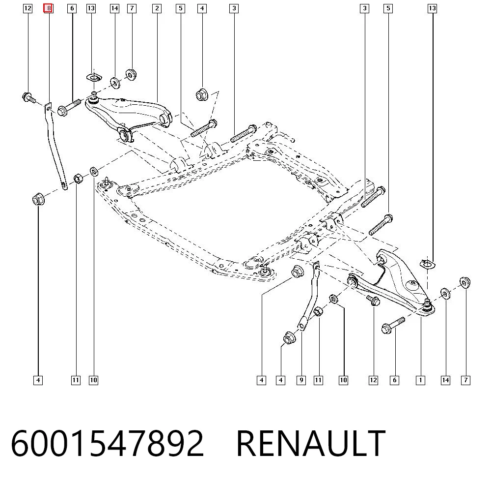 6001547892 Nissan/Infiniti Perno de fijación del brazo inferior delantero