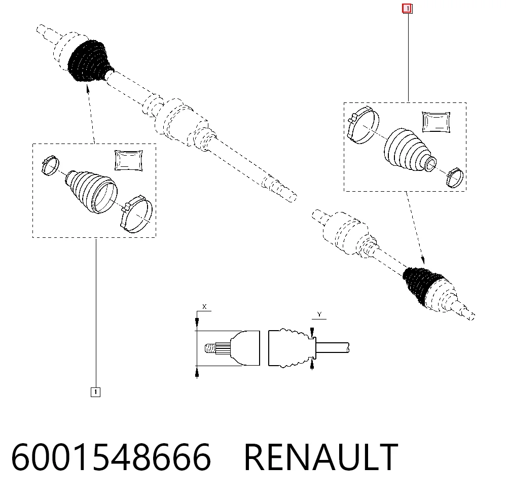 Fuelle semieje delantero exterior para Dacia Logan I (KS)