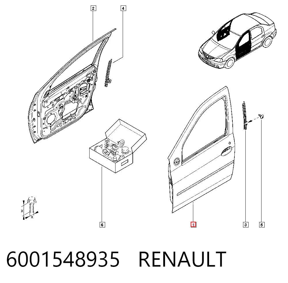 Puerta delantera para Dacia Logan I LS