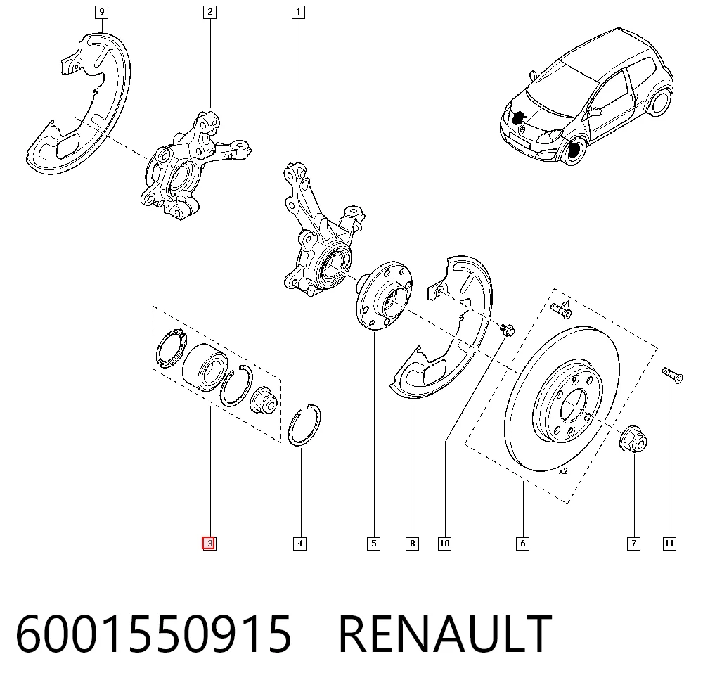 Cojinete de rueda delantero para Renault Megane EM0, EM1
