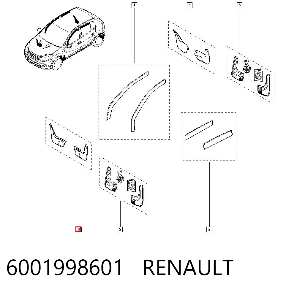 Juego de faldillas delanteras 6001998601 RENAULT