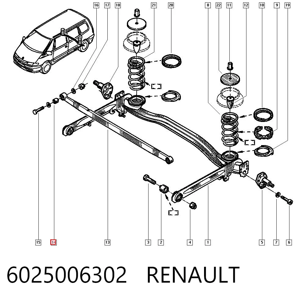 Buje del estabilizador trasero 6025006302 RENAULT
