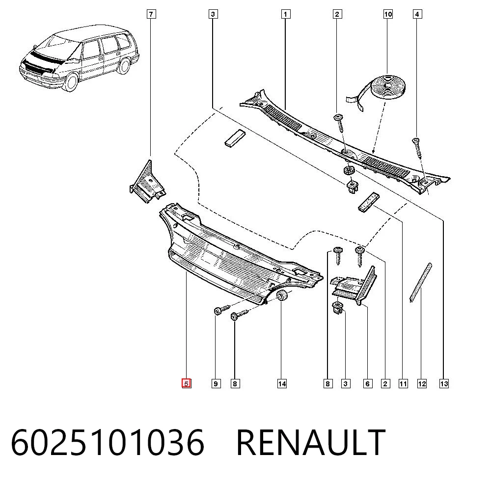 Comprar Parrilla del radiador Renault Espace II J63 a bajo precio