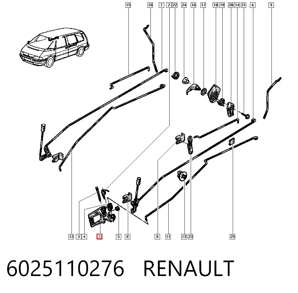 Manija interior izquierda delantera/trasera de puerta 6025110276 RENAULT
